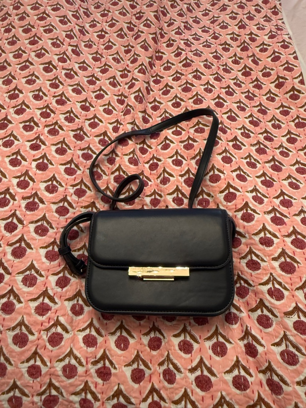 Mango Black Crossbody Bag with Gold Hardware